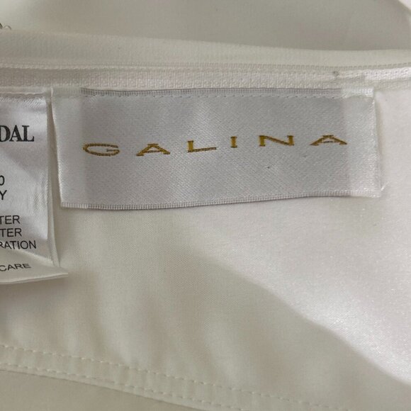 David's Bridal Galina Ivory Chiffon Empire Waist Bridal Gown Minimalist Modern - Picture 13 of 15